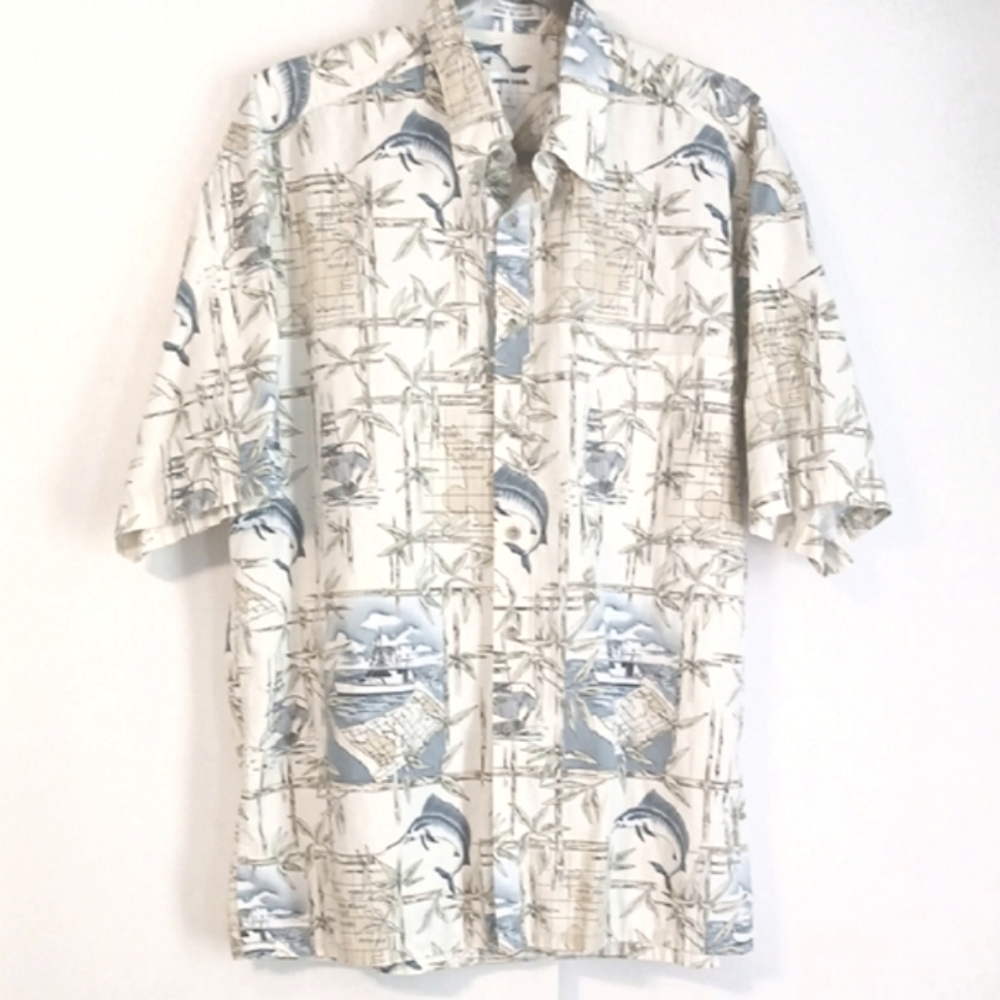 Pierre Cardin " Vintage" New Zealand Blue Marlin Fishing Trip S/S Shirt Size L